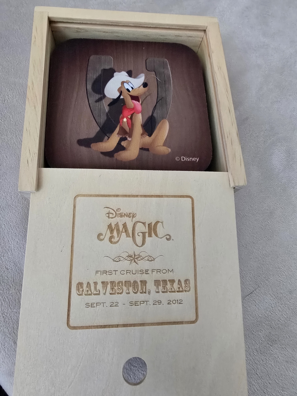 Disney Pluto Wall Plaque with Red Bandana and Tan Fur on Brown Backing
